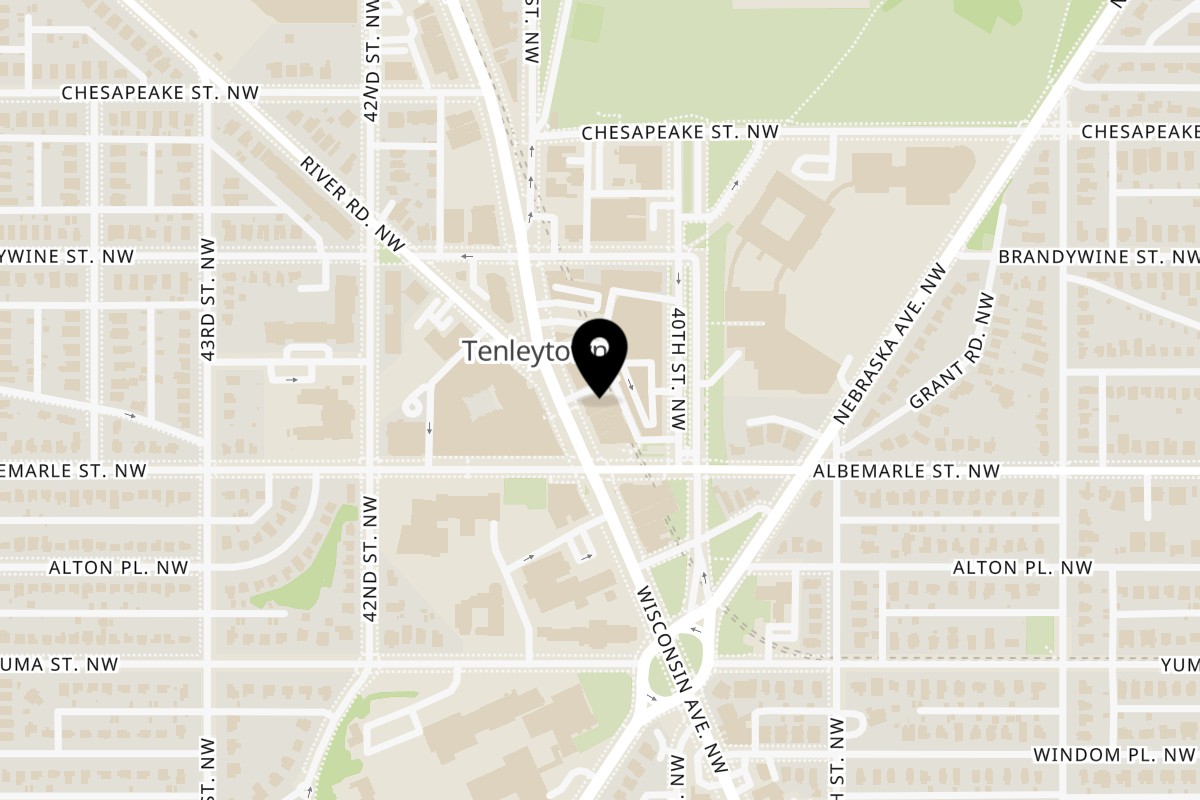 Map showing the location of Guapo's Cocina & Bar Tenleytown on 4515 Wisconsin Ave NW in Washington